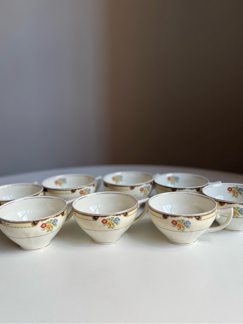 Set 8 Grindley England Vintage Teacup Gold Floral Porcelain